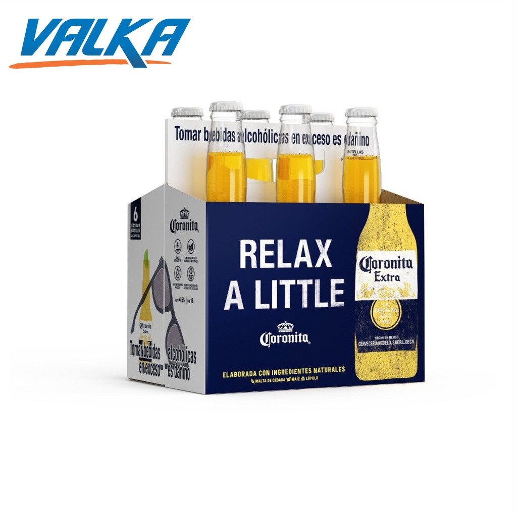 CERVEZA CORONA EXTRA SIX PACK BOTELLA 210ML