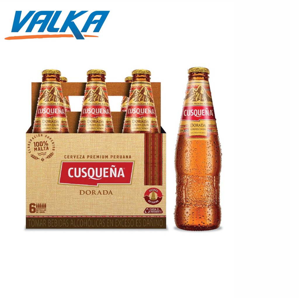 CERVEZA CUZQUEÑA DORADA SIX PACK BOTELLA 355ML