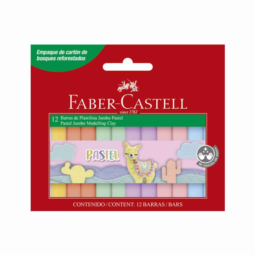 PLASTILINA X 12 JUMBO PASTEL FABER CASTELL