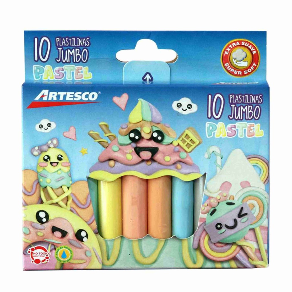 PLASTILINA JUMBO X 10 PASTEL ARTESCO