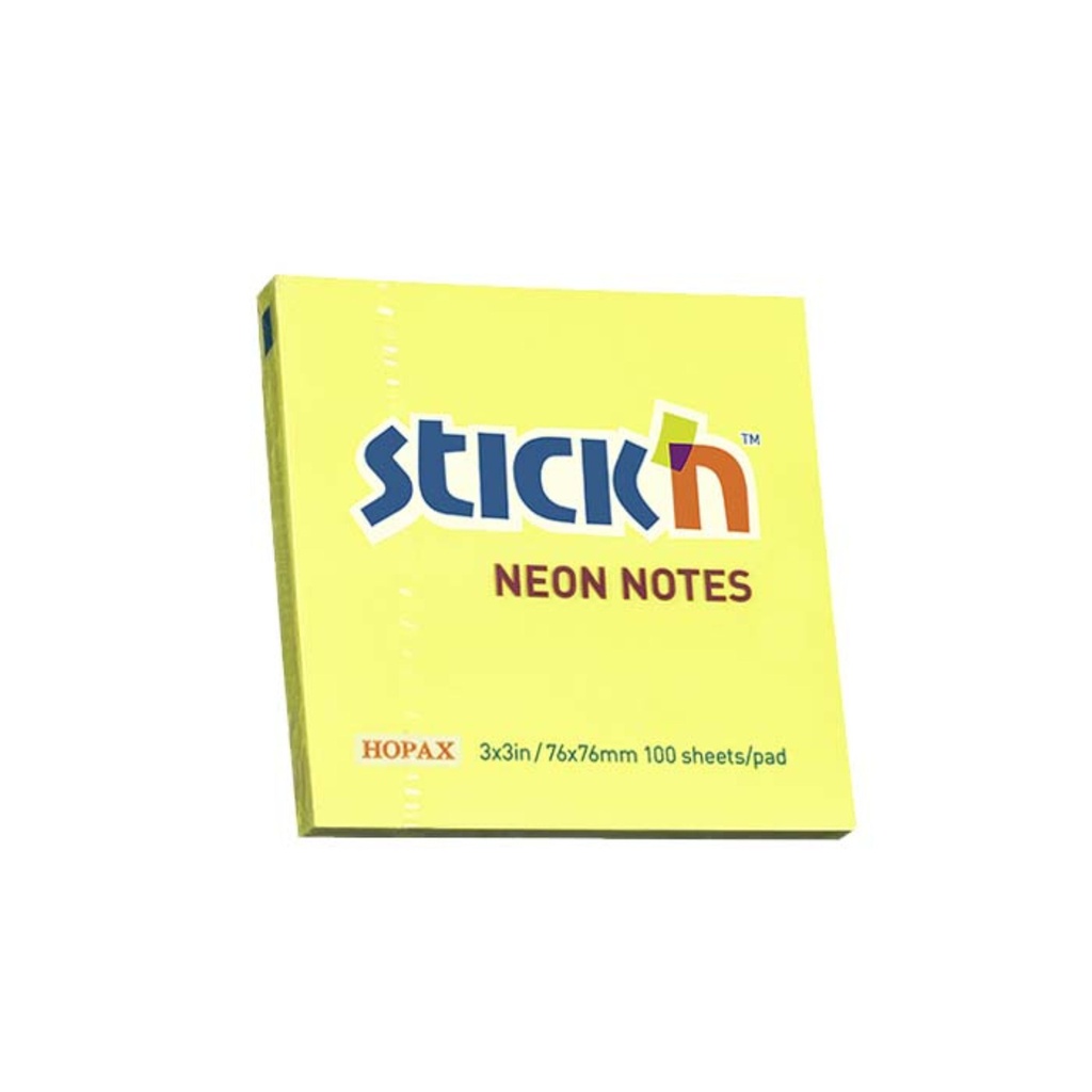 NOTAS ADHESIVAS STICK'N NOTES 3 X 3 AMARILLO NEÓN 100 HOJAS