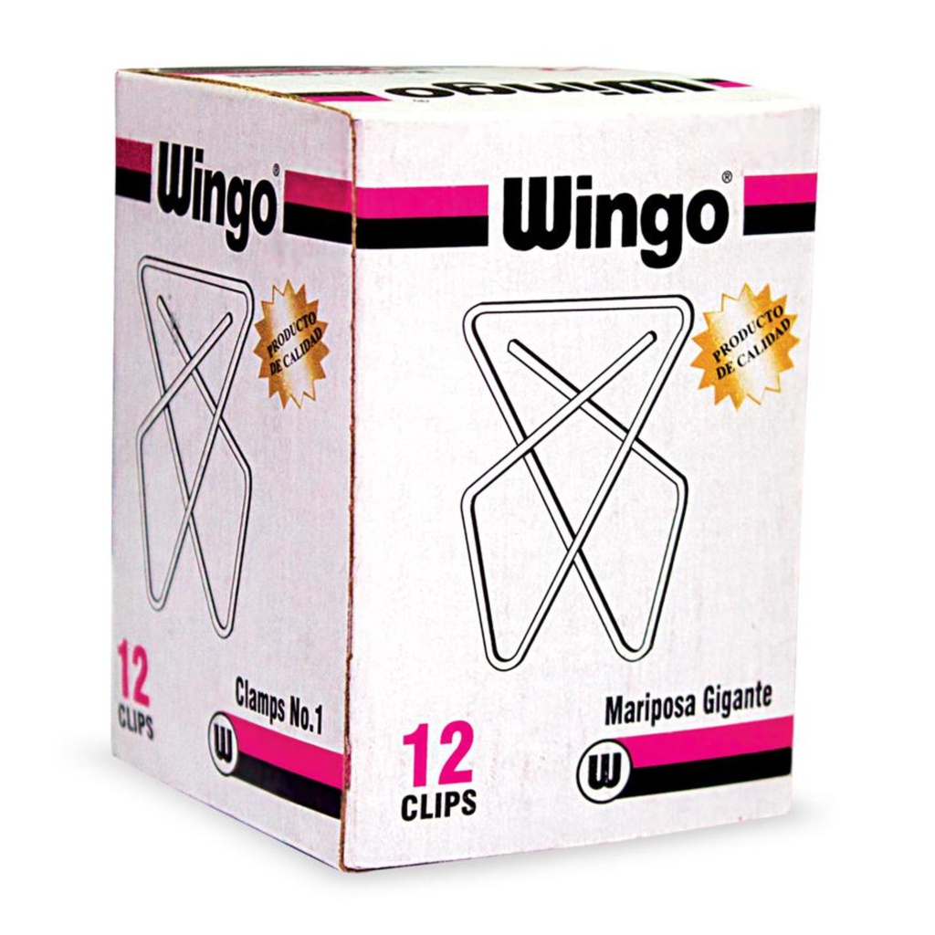 CLIPS MARIPOSA WINGO GRANDE CAJA X 12 UND