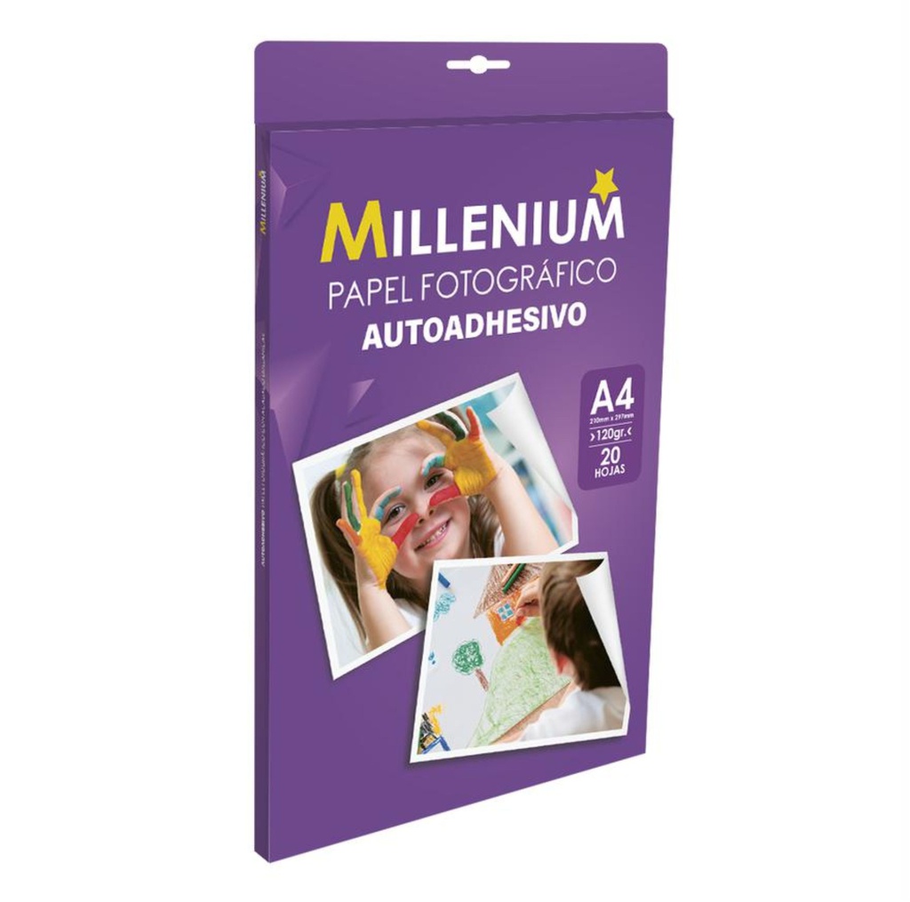 PAPEL FOTOGRÁFICO ADHESIVO A4 120GR 20 HOJAS MILLENIUM