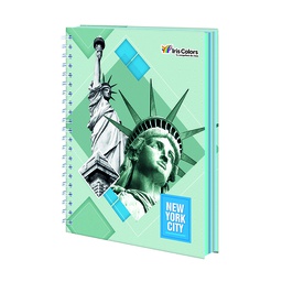 [605] CUADERNO A5 ANILLADO TAPA DURA 160 HOJAS IRIS COLOR