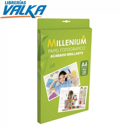 PAPEL FOTOGRÁFICO A-4 100 HOJAS 180GR  MILLENIUM