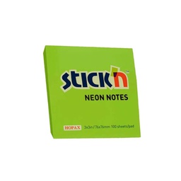 NOTAS ADHESIVAS STICK'N NOTES 3 X 3 VERDE NEÓN 100 HOJAS